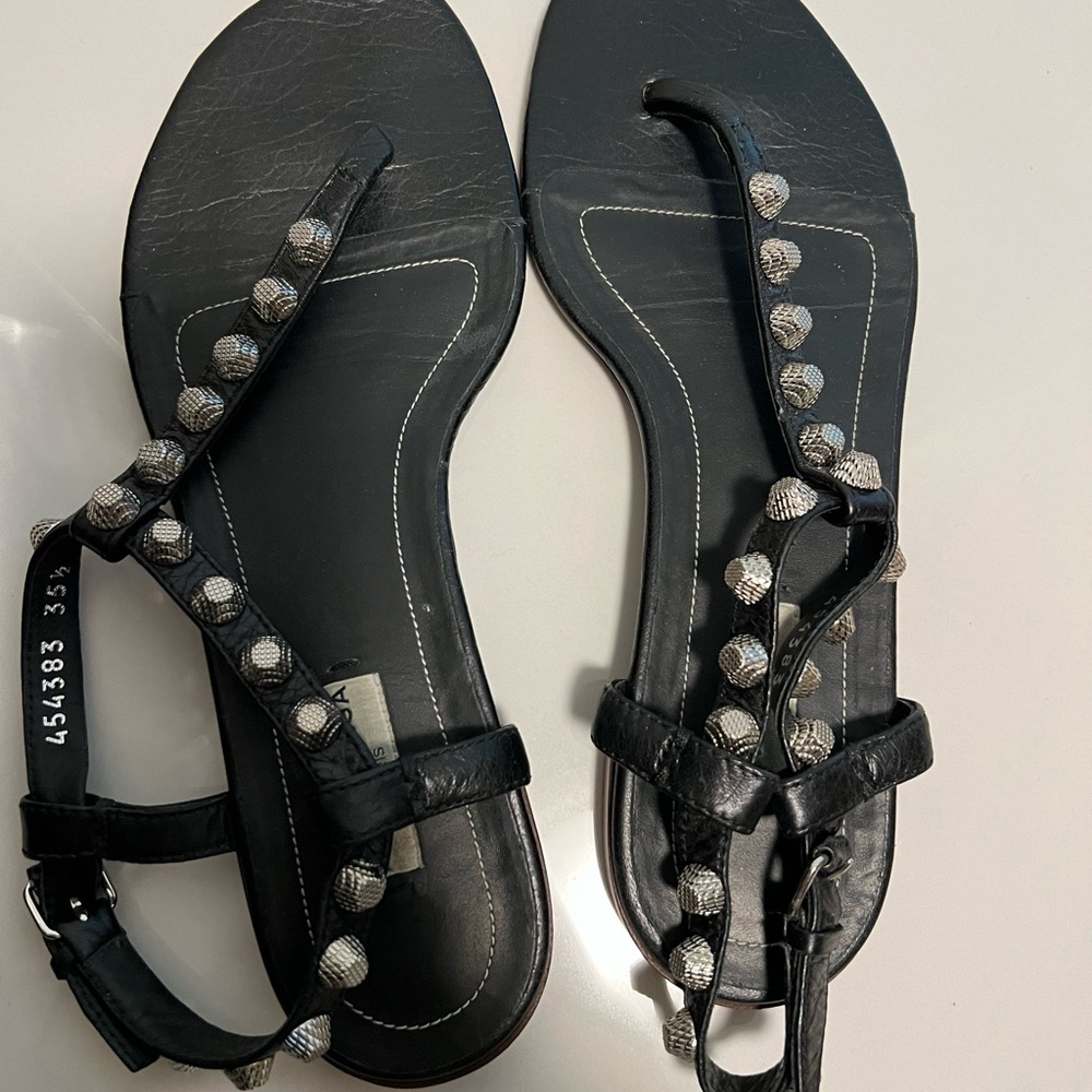 Black balenciaga studded 5.5 sandals